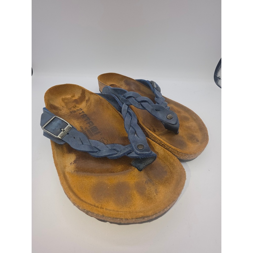 Tatami by Birkenstock Navy Blue Braided Leather Thong Sandals EU 37 US 6-6.5 - Picture 3 of 8